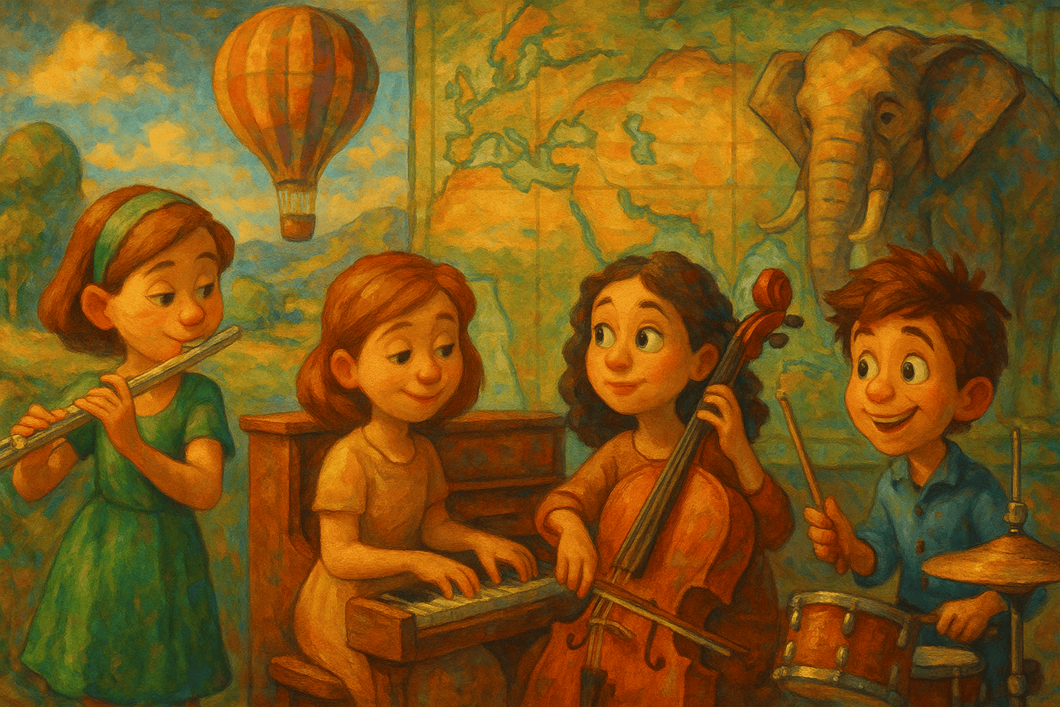 Théâtre musical adapté du roman de Jules Verne, pour flûte, violoncelle, piano et batterie.